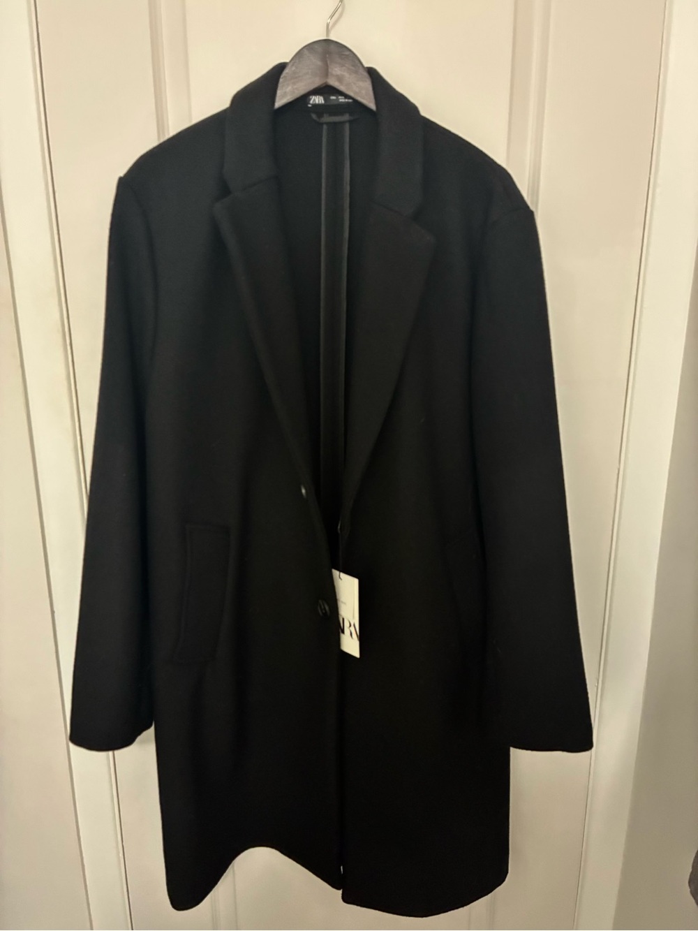 Zara Black Single-Breasted Pea Coat